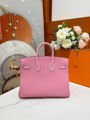 wholesale quality hermes birkin 25 pink matte alligator and togo touch